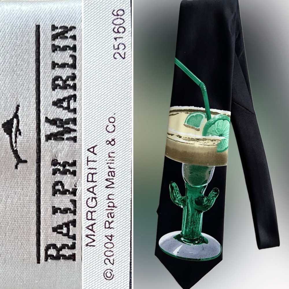 🍹🍋‍🟩Margarita Necktie / Neck Tie | Rare & Like New 2004 Vintage—Ralph Marlin